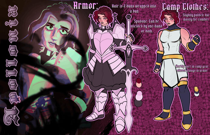 complex reference sheet. Multiple fullbodies (optional), props, +in-character mini scene complex reference sheet. Multiple fullbodies (optional), props, +in-character mini scene